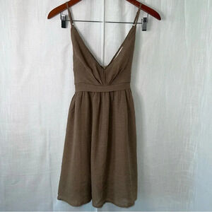 Mustard Seed Boho Indie Linen Style Back Zip Bow Dress Size Medium